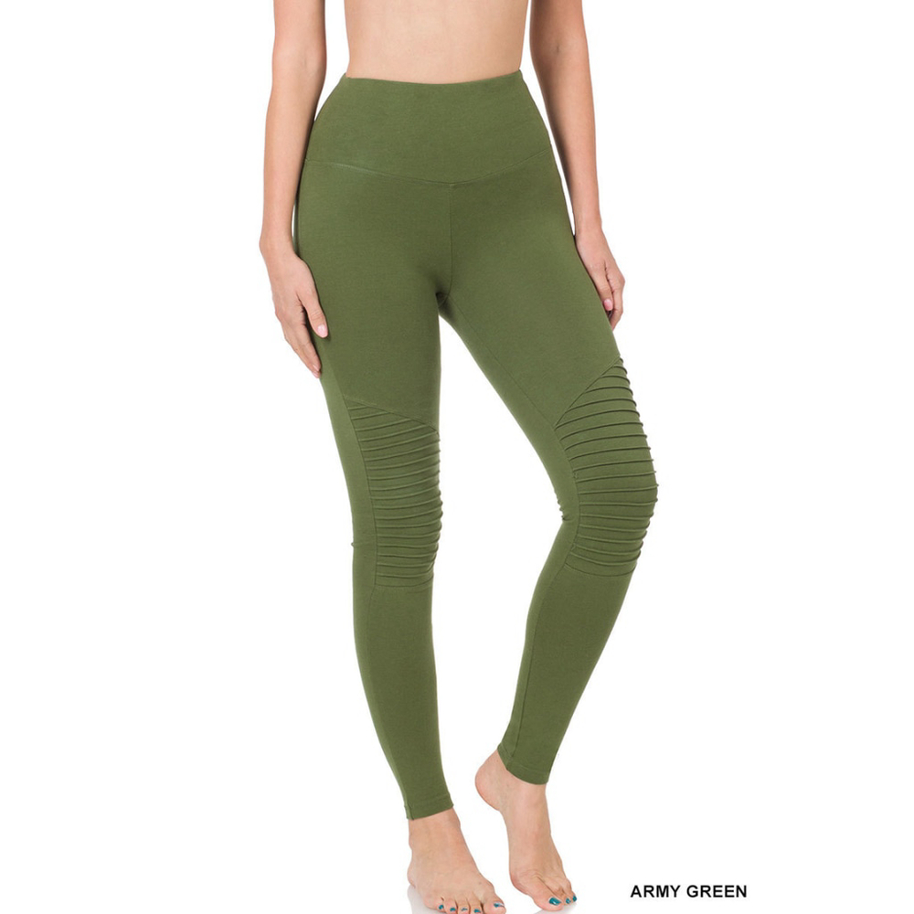 Women’s Zenana Moto Leggings – Full Length – Army Green – Size M – NWOT